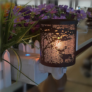 Factory direct small bedside lamp wax melting lamp elk cylinder aromatherapy lamp creative home plug-in night light