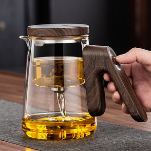 ▹ Magnetic Suction Elegant Cup, Full Glass Liner, Tea and Water Separation Teapot Set, One-Click Tea Brewing