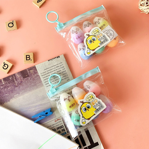 Cute and fun egg-shaped fluorescent pen for elementary school students, small size colored marker pen stationery supplies prize 