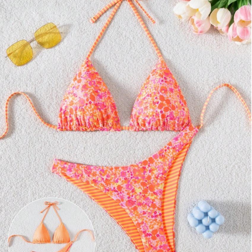 New Bikini Sexy Pure Desire Hot Girl Print Vacation Seaside Swimsuit for Women