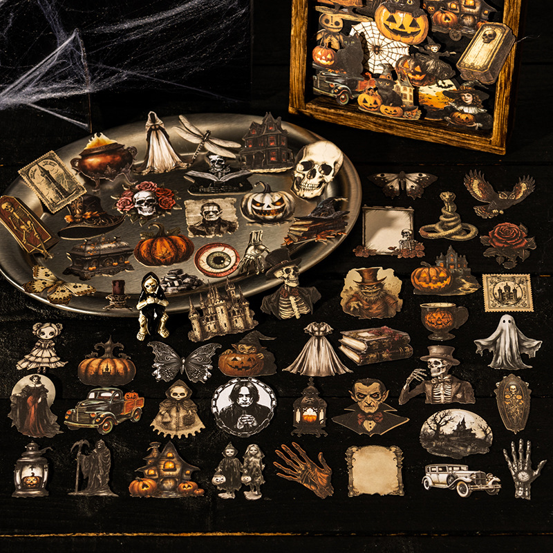 Ketchup Girl Paquete de material de tarjeta dura de gran peso Ghost Adventures Halloween Hand Cutter Etiqueta engomada