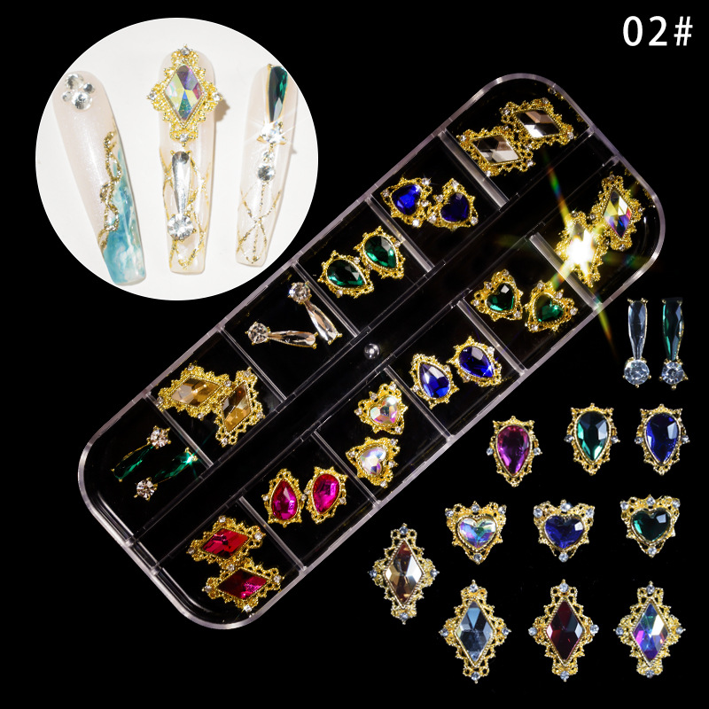 Nuevas joyas de manicura aleación de pegado de uñas accesorios de manicura de perforación de perforación de múltiples estilos de joyas de manicura mezcladas