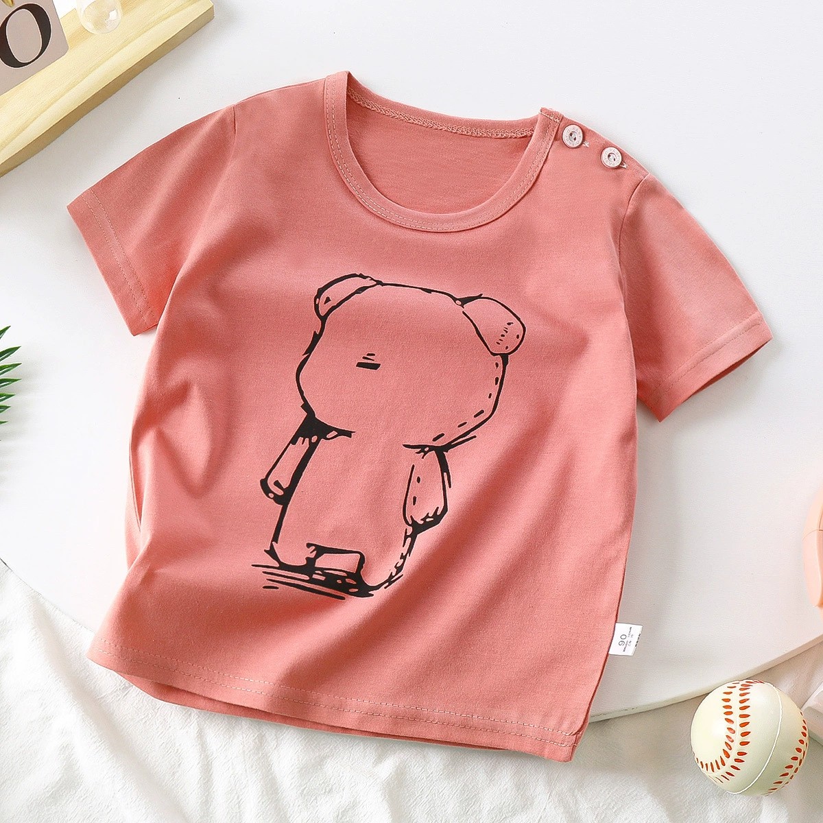 Children's Cotton Summer T-Shirt for Boys, Korean Style, Short Sleeve, Cute Cartoon Prints