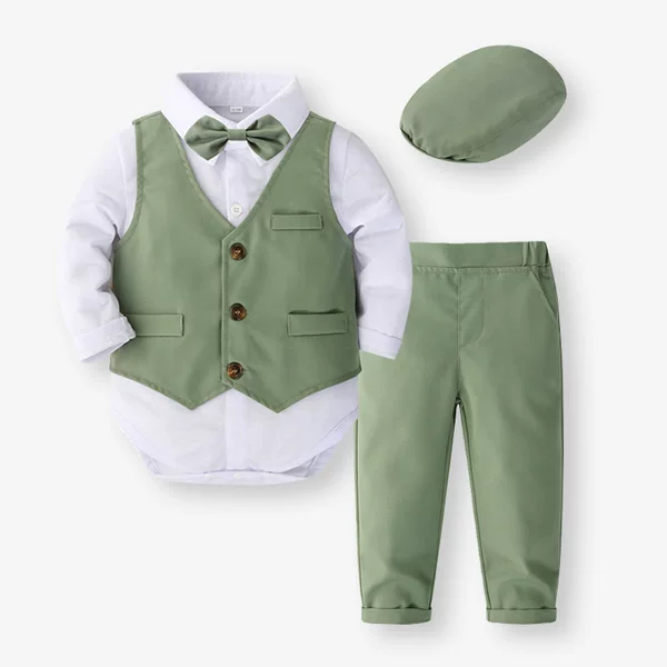 Source Manufacturer Cross-Border Children's Clothing Baby Formal Wear European and American Spring and Autumn Hooded Vest Long-Sleeved Boys' Suit Hot-Selling Pure Cotton