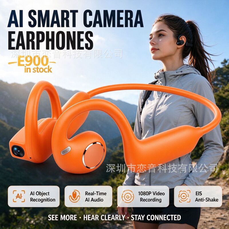 E900 Smart Shooting Headphones, E-Commerce Hot-Selling Bone Conduction High-Definition Recording 800W Pixel Sports Bluetooth Headphones