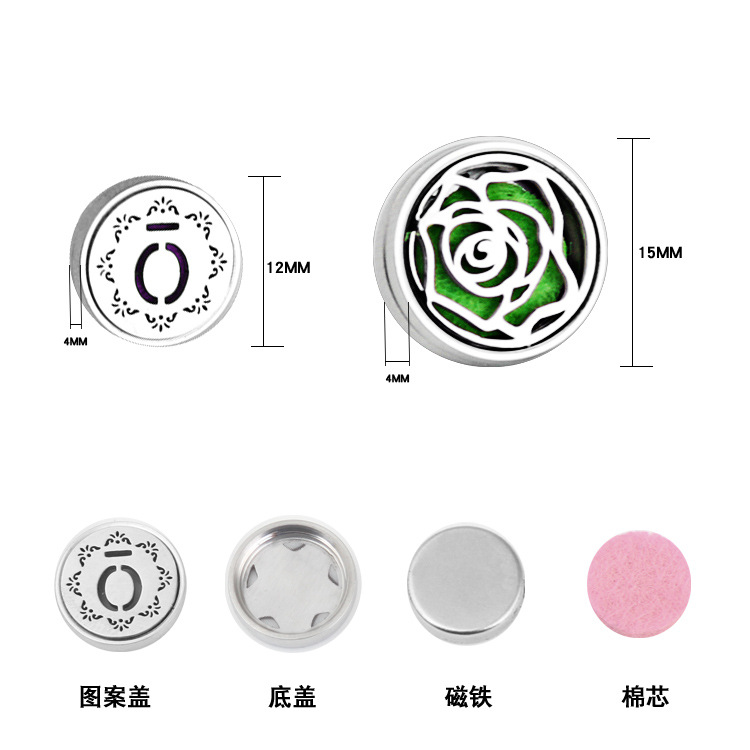 Aromaterapia piedra hebilla fragancia válvula de respiración clip Perfume Aceite Esencial pecho pin hebilla de acero inoxidable logotipo Hong Kong, Macao y Taiwán tiro especial image 5