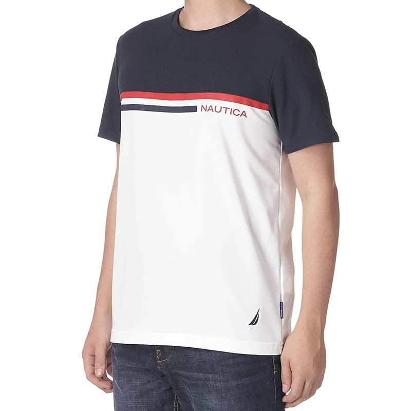 Amazon 2025 новая летняя мужская футболка с цветными блоками, короткий рукав, круглый вырез, хлопковая повседневная майка для экспорта