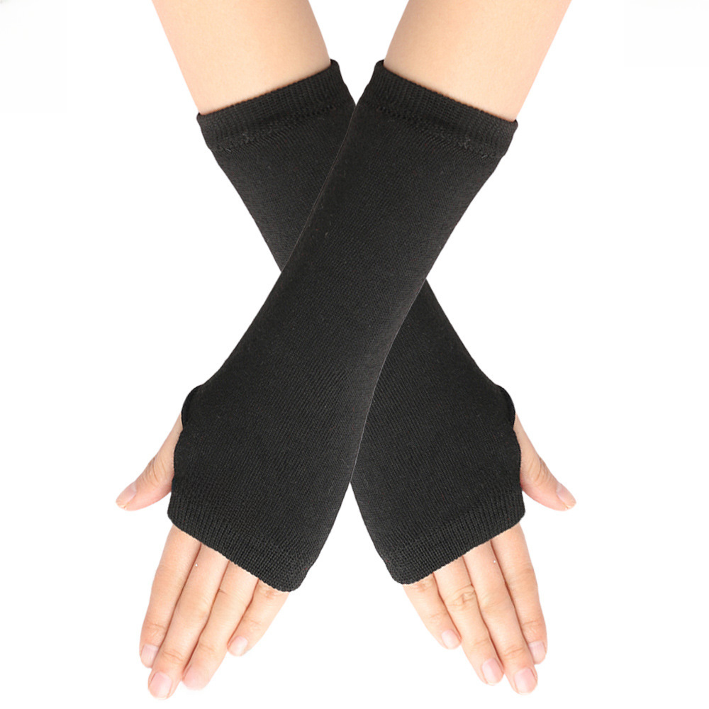 Cross-border Knitted Finger-leaking Gloves cospla Anime Striped Finger-wearing Wrist Sleeve Children's Finger-exposed Arm Sleeve Thin_voghion.com