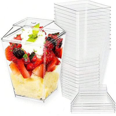B 77916 Clear Plastic Dessert Cup transparent Plastic Dessert glass Cross border