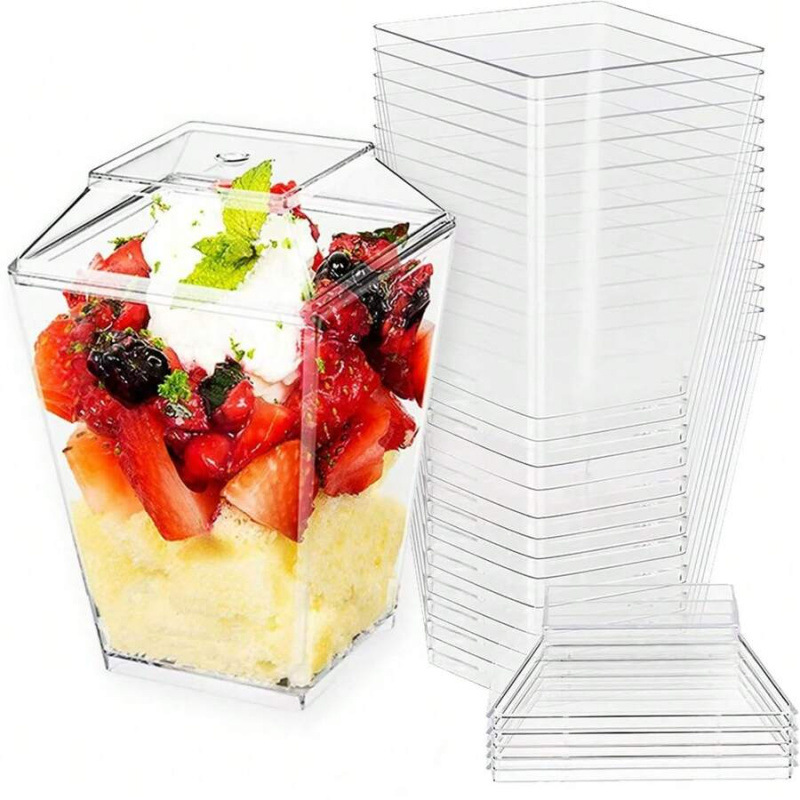 B 77916 Clear Plastic Dessert Cup transparent Plastic Dessert glass Cross border