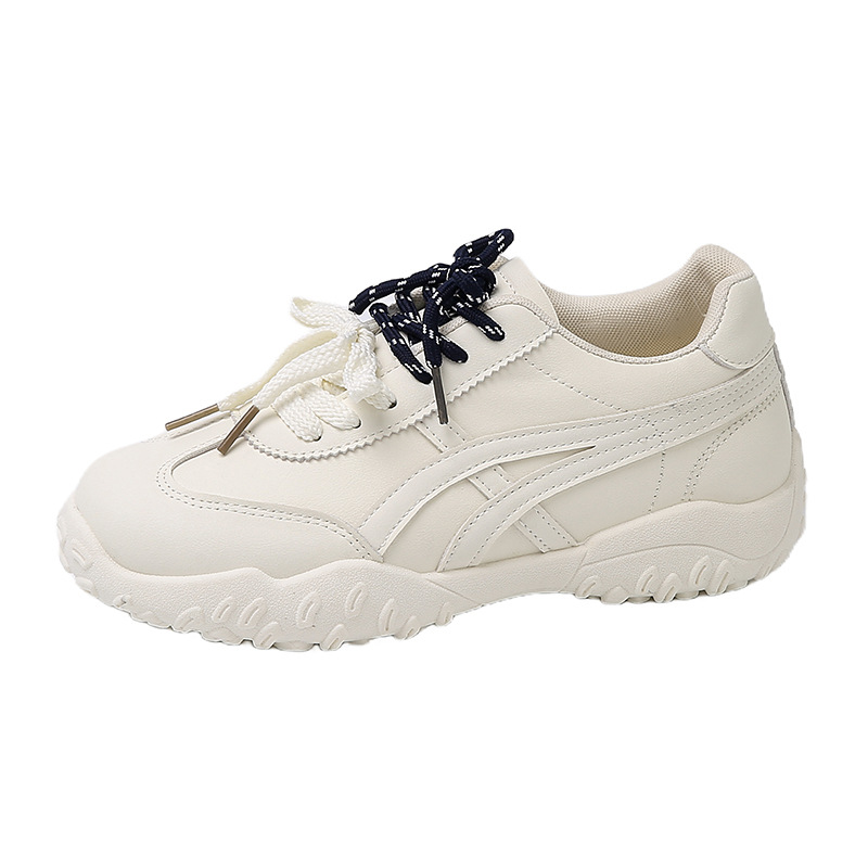 Zapatos de entrenamiento de plata de fondo grueso de mujeres zapatos de otoño 2025 nuevos zapatos deportivos casuales ligeros de doble cordón zapatos Agan