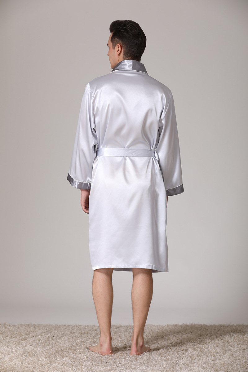 men's summer silk bathrobe pajamas men's summer thin ice silk pajamas plus size bathrobe home clothes_voghion.com