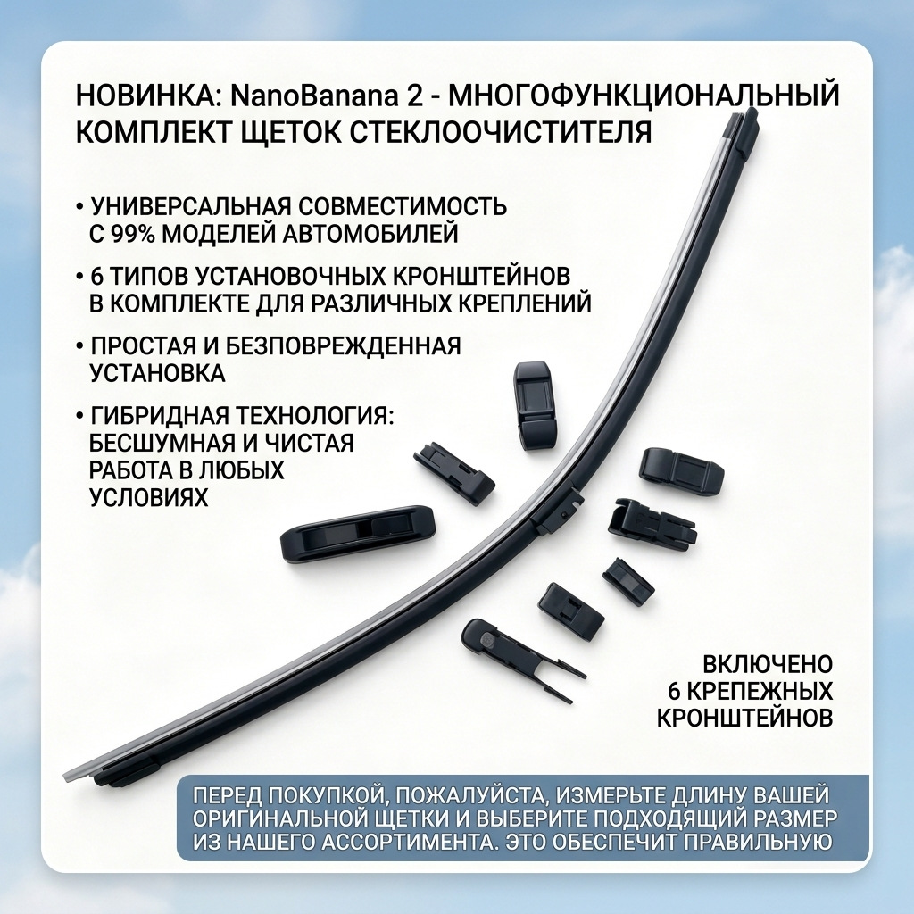 Cross-border shipping of Ozon Russian car wipers with various connectors suitable for 99% of cars, one set of wiper blades