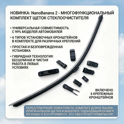 Cross-border shipping of Ozon Russian car wipers with various connectors suitable for 99% of cars, one set of wiper blades (Wiper)