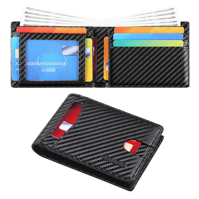 Geruola billetera con clip de oro estadounidense ultrafino para hombre, billetera de fibra de carbono explosiva de Amazon europea y americana, tarjeta bancaria simple