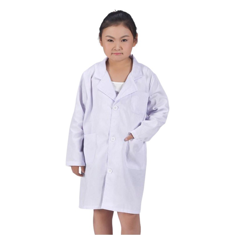 Venta al por mayor capa blanca de los niños ropa experimental manga larga Escuela Primaria médico kindergarten rendimiento ropa Rosa Blanco abrigo