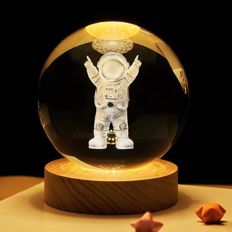 Creativo 3D Spaceman bola de cristal caja música base luminosa escritorio decoración del hogar pareja regalo cumpleaños será vendido