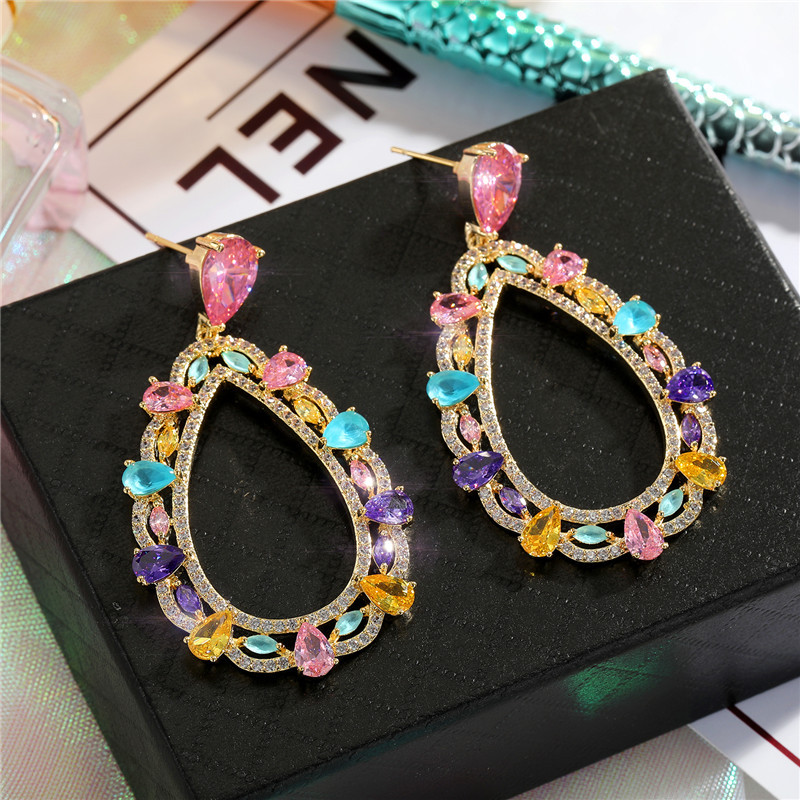Colorful Zircon Earrings display picture 3