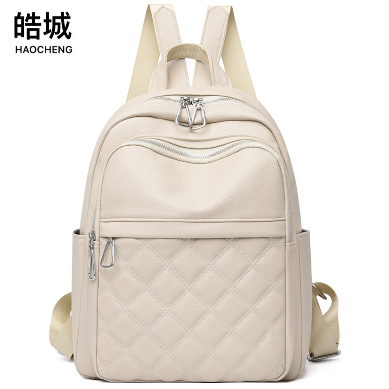 Bolsos para mujer 2024 nueva moda para mujer mochila de cuero suave simple color sólido mochila de viaje de gran capacidad al por mayor