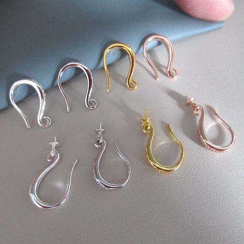 S925 sterling silver ear hooks DIY silver mother-of-pearl earrings making accessories Japanese and Korean design snake belly ear hooks