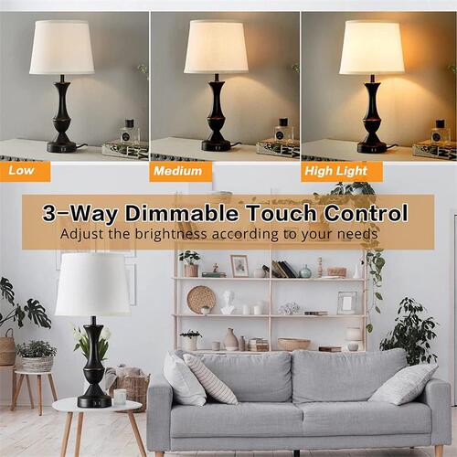 American-style minimalist creative warm decorative cross-border USB charging touch dimmable LED bedroom bedside lamp