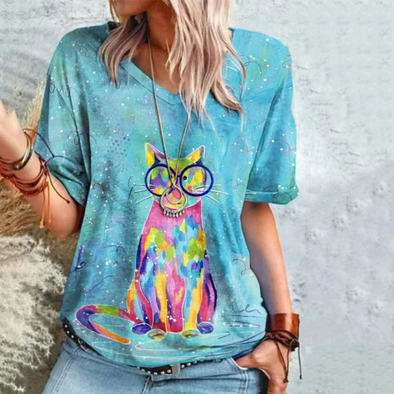Women's positioning printed T-shirt top