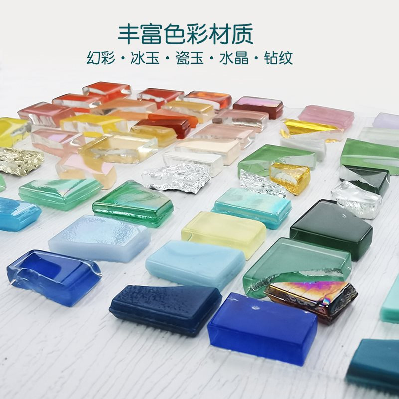 DIY 모자이크 조각 수제 불규칙한 모양의 색상 패치 크리스탈 장식 유리 혼합 색상 입자