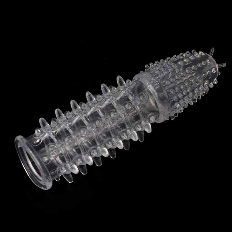 Wolf-Tooth Textured Penis Sleeve, TPE Tight-Fitting Extender, Transparent Boxed — detail image 3