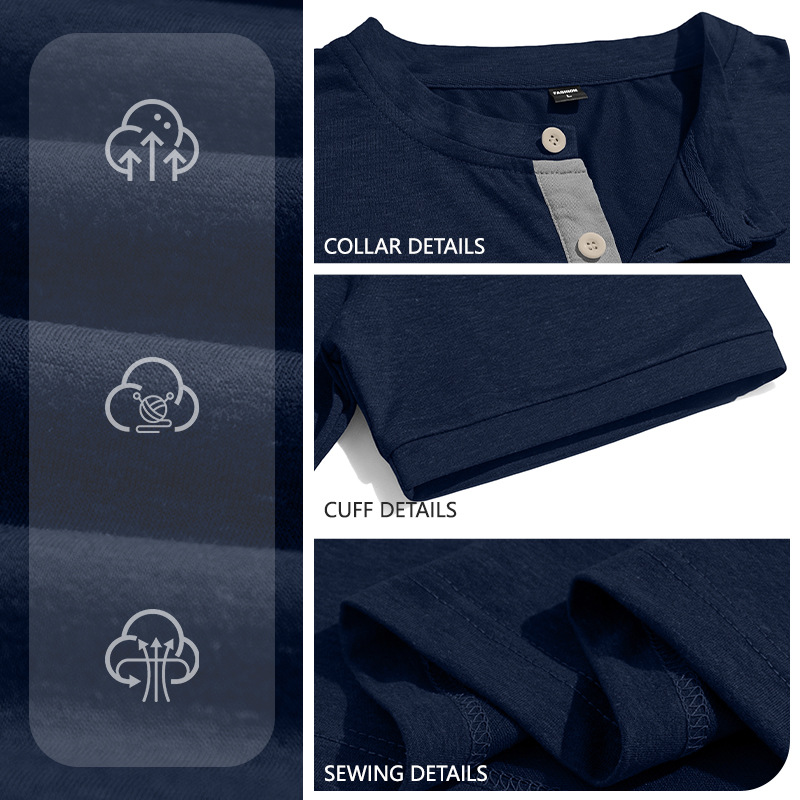 Nuevo transfronterizo Europa y América Amazon verano hombre sólido polo de manga corta botón de cuello vertical camiseta de comercio exterior casual