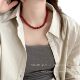 Ankora Red Shijia Pearl Necklace Women's Spring and Autumn Retro Clavicle Chain Beaded White High-end Elegant Woolen Chain