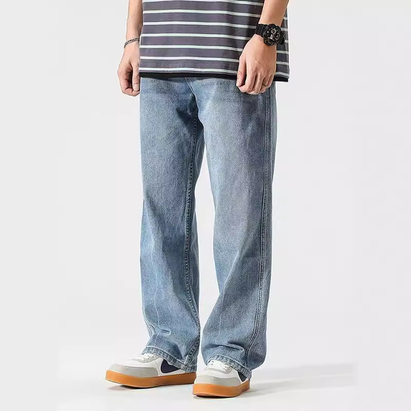 Xxbro ropa de hombre # jeans para hombre tendencia japonesa recto de color claro retro pantalones de papá de pierna ancha pantalones largos de todo fósforo