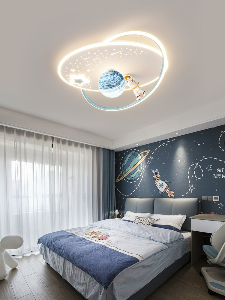 兒童房吸頂燈簡約現代月球太空人宇航員女孩男孩房間LED臥室燈具