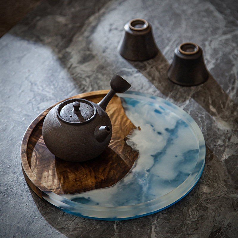 Winjiang transfronterizo madera maciza entera pequeña bandeja de té bandeja de madera del hogar bandeja de estilo chino retro bandeja de burbuja seca uso creativo
