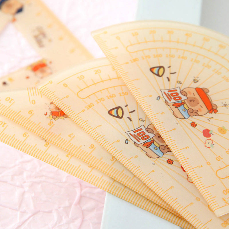 Nuevo conjunto de reglas Capibara, dibujos animados, reglas acrílicas de cuatro piezas, suministros de estudio para estudiantes