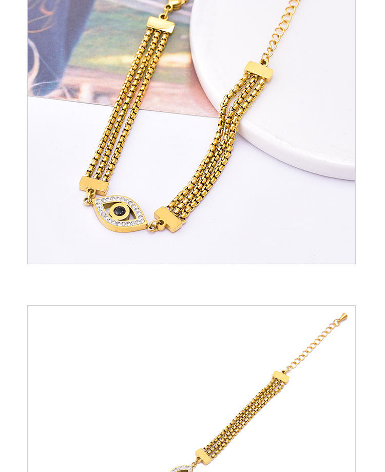 Daily Occasion Titanium Steel Material Retro Devil's Eye Titanium Steel Inlay Zircon Bracelets 1 Piece