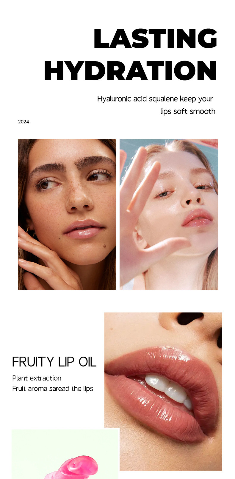DIMSHOW Fruit-Flavored 6-color Soft Lip Balm Lip Gloss Lip Oil Specification drawing