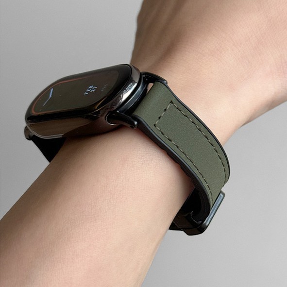 Popular Model Suitable for Xiaomi Mi Band 10/9/8 Nfc Watch Strap Frosted Crazy Horse Pattern Magnetic Buckle Silicone Leather Watch Strap