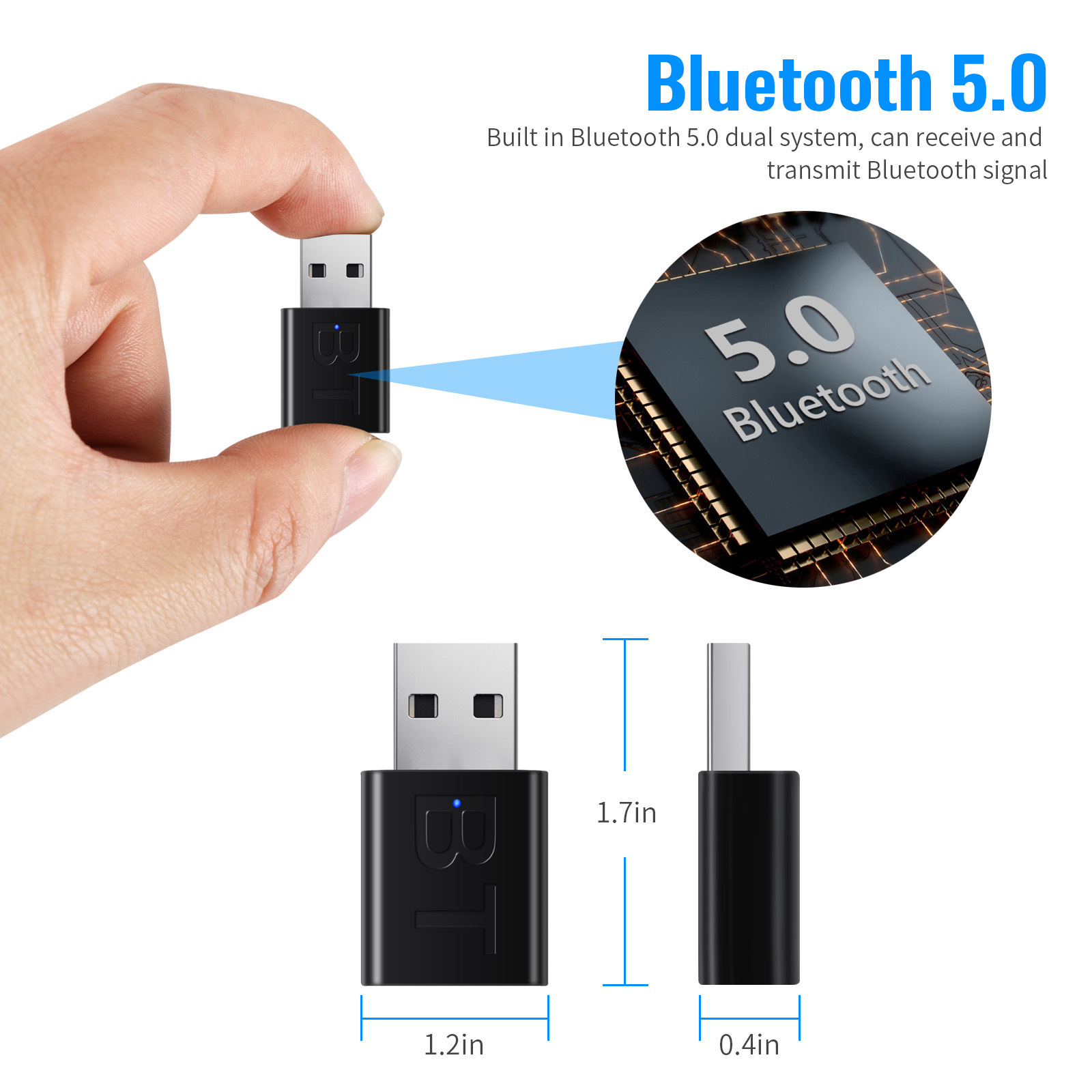 5.0 Ricevitore USB Amplificatore Altoparlante AUX Audio I Auto Stereo Wireless Adattatore Dongle Bluetooth_voghion.com