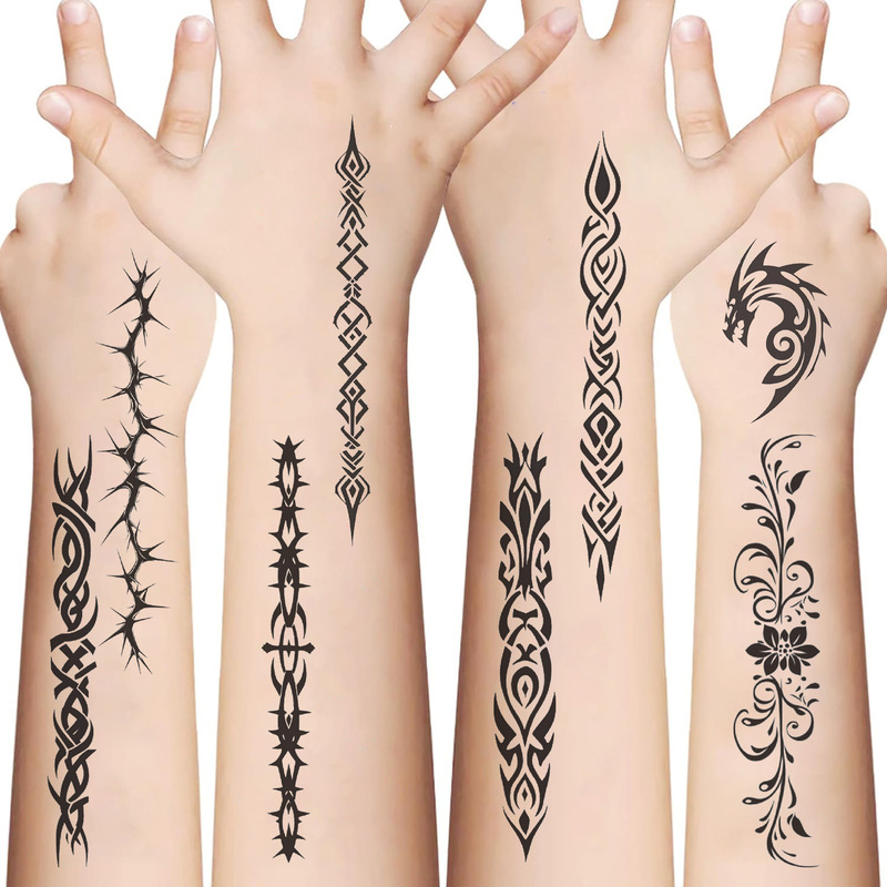 10 new black and white tribal series tattoo simulation tattoo disposable waterproof arm temporary decorative stickers