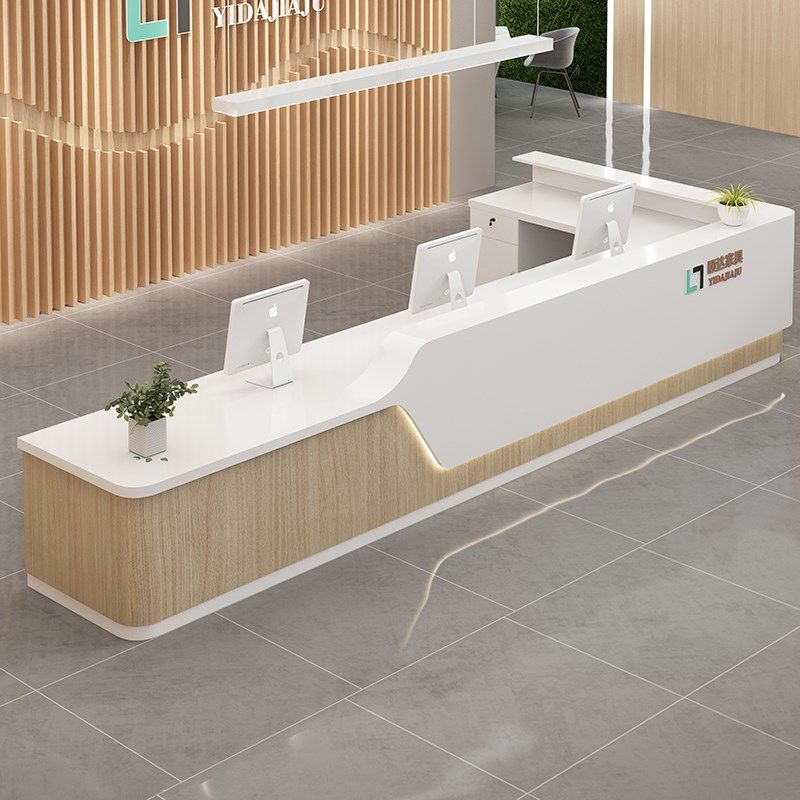 Large Company Front Desk Cashier Hotel Reception Desk Hospital Reception Desk Nurse Station Bar L-Shaped Workbench
