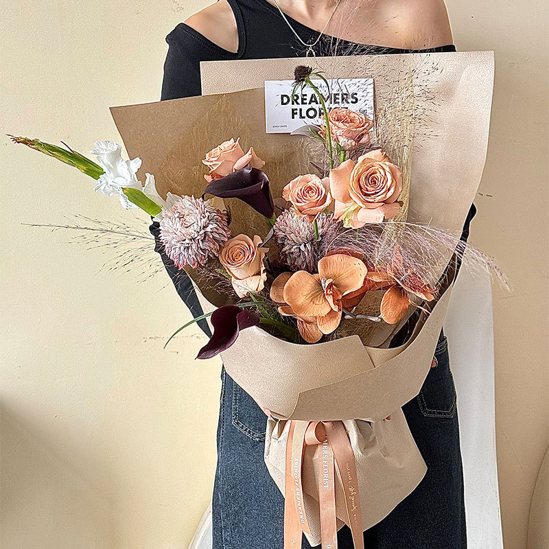 Huaxi cordero papel de relieve de rollo de flores flores de regalo de alta calidad de papel florista de color sólido hecho a mano