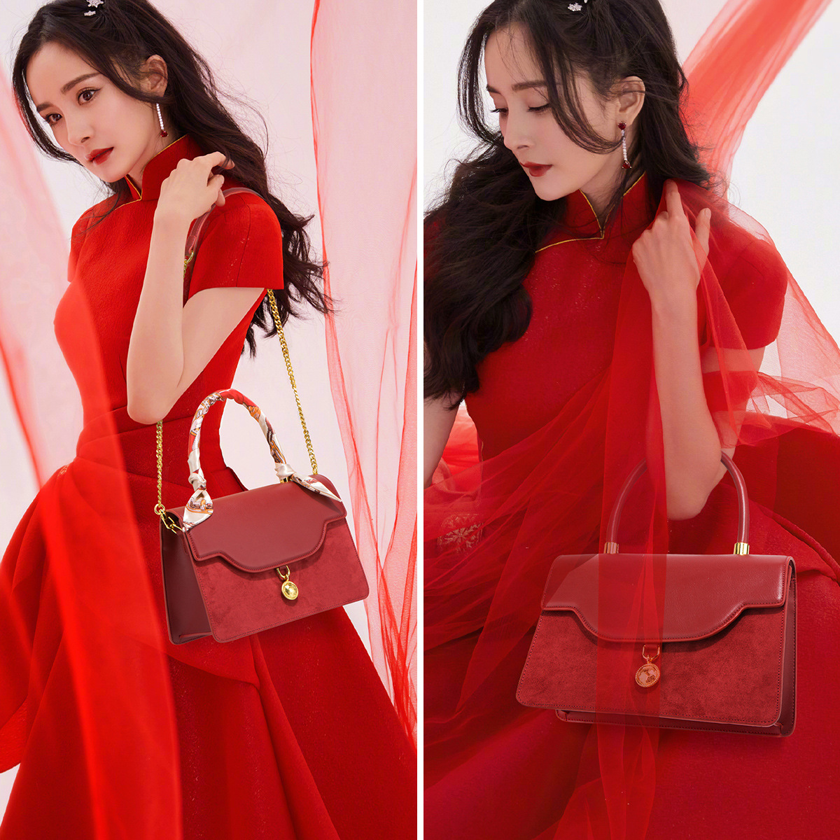 Borsa da sposa rossa elegante borsetta a tracolla da donna_voghion.com