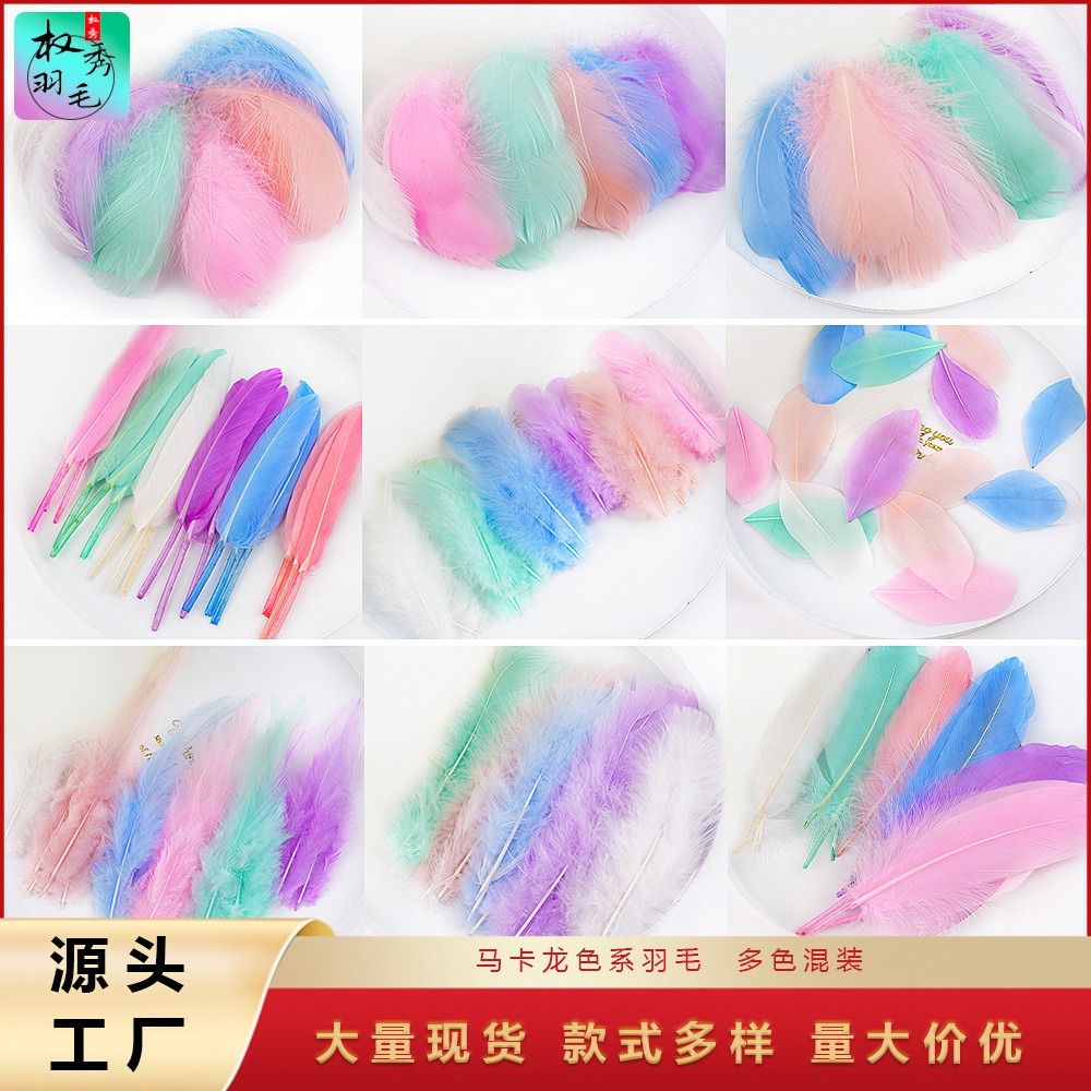 厂家批发马卡龙色系羽毛DIY饰品配件服装工艺品家居玩具装饰材料