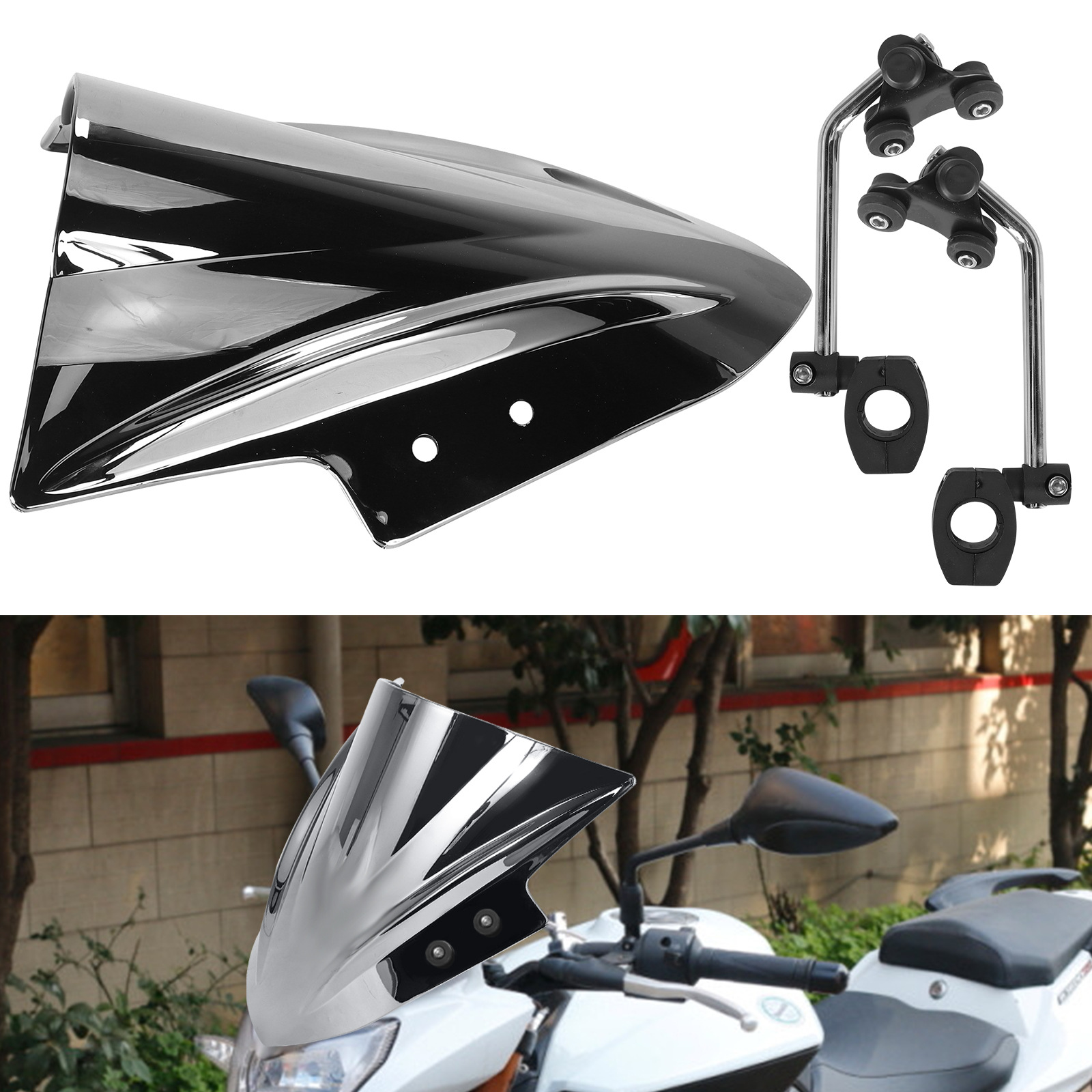 Suitable for 2013-2017 Kawasaki 300 R Ex300 Ex300R Black Windshield Deflector Windshield