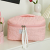 Creamy high quality handheld cosmetic bag, capacious storage system