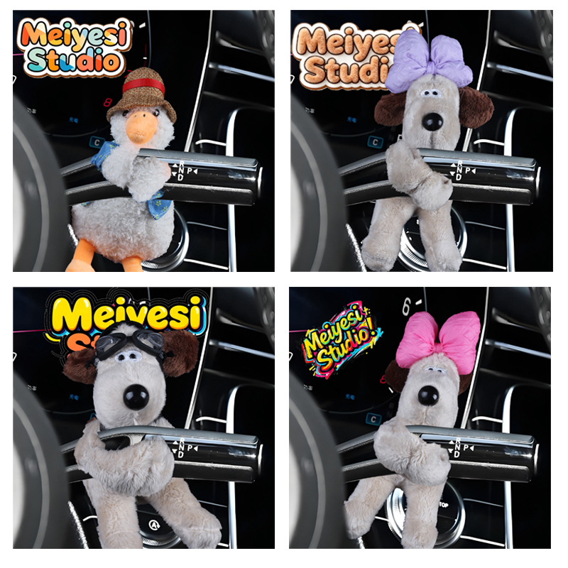 Pequeños adornos para el coche, lindo muñeco de peluche para perro, sentimientos, accesorios para el coche, luz de giro del limpiaparabrisas