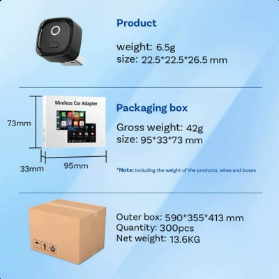 Cross-Border Wireless Carplay Box Car Connectivity Box Apple Android Two-In-One Carplay Module (Simsiz CarPlay və Android Auto) - ca525m
