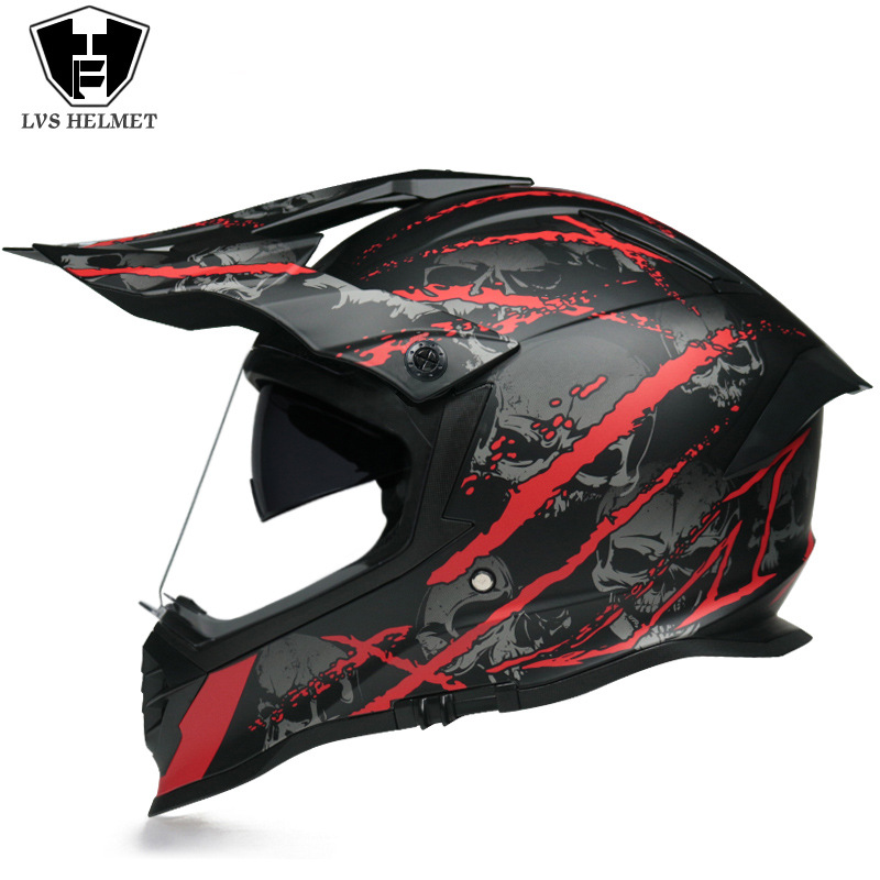 Nuevo off-road tire casco de doble lente carretera tire casco completo motocicleta Larga Distancia unisex Four Seasons universal LVS