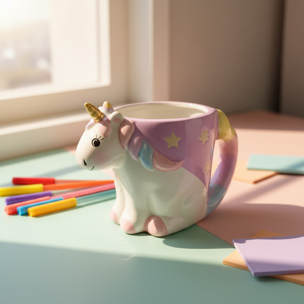 Inventario creativo de cerámica lindo unicornio taza de animales taza de leche taza de oficina de cerámica artesanía