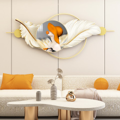 2023 New Living Room Decorative Painting 3D Internet Celebrity Feather Wall Hanging Entrance Restaurant Wall Decor Crystal Porcelain Painting Set